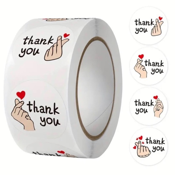 (39) Roll of 500 Heart “Thank You” Stickers, Business or Personal - Picture 1 of 6